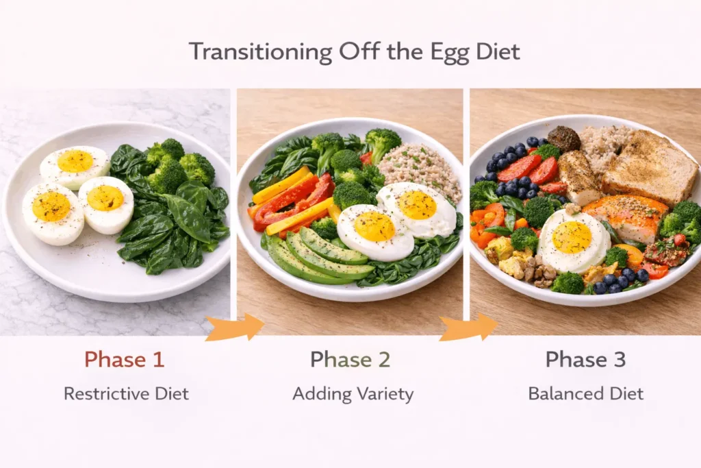 Sortie du régime aux œufs : phases de réintroduction progressive des aliments vers une alimentation équilibrée